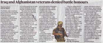 Uraq abd Afghanistan veterans denied battle honours